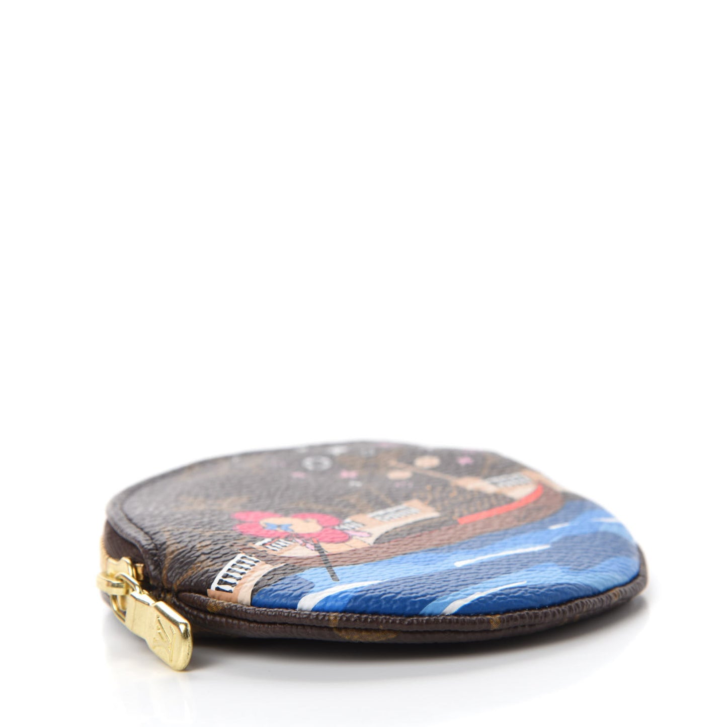Monogram 2019 Christmas Animation Round Coin Purse Blue
