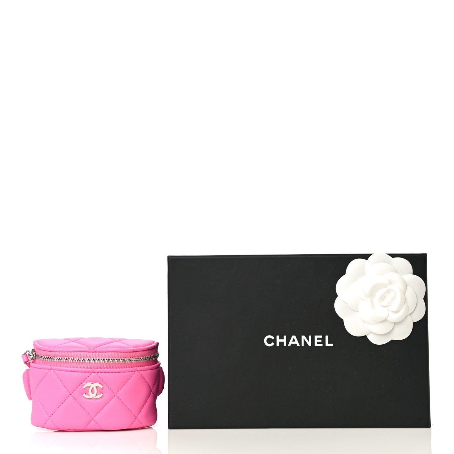 Lambskin Quilted Arm Coin Purse Pink