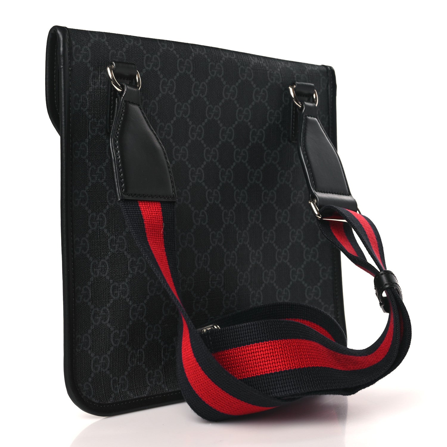 Gucci GG Supreme Monogram Web Medium Messenger Bag Black Grey 3 of 9