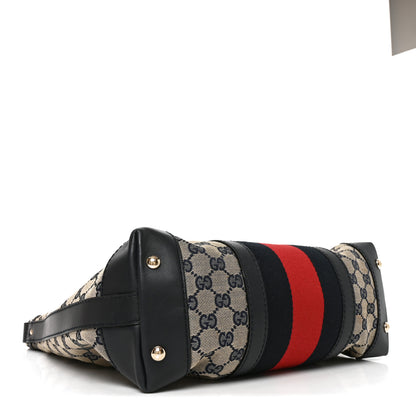 Gucci Monogram Vintage Web Medium Hobo Navy 4 of 11