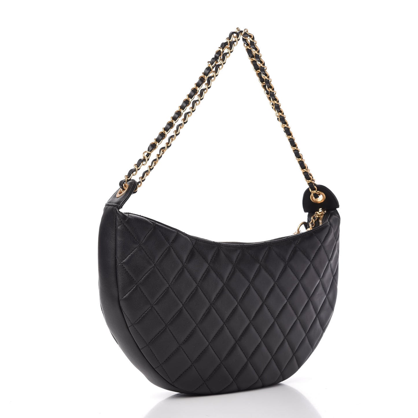 Lambskin Quilted All About Chains Hobo Black