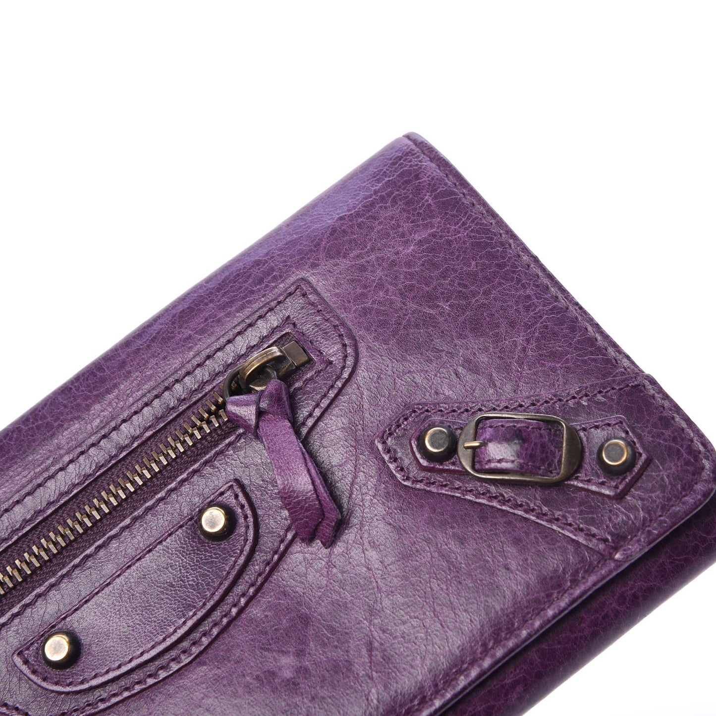 Agneau Classic Hardware Money Wallet Raisin