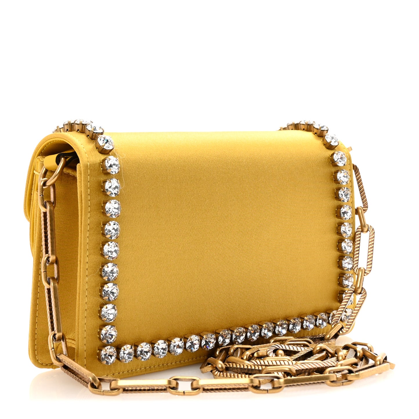 Satin Crystal Mini Bee Broadway Shoulder Bag Gold