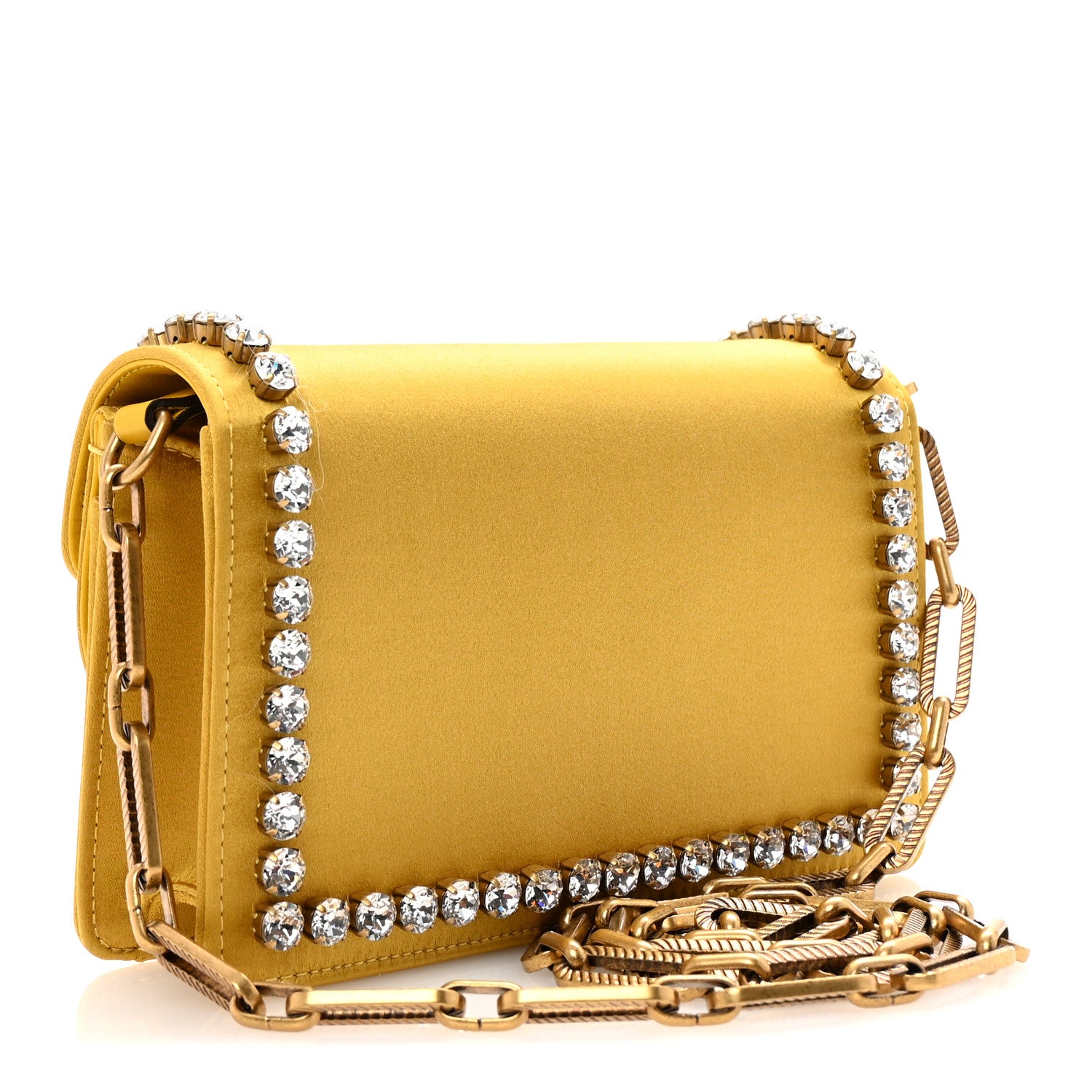 Gucci Satin Crystal Mini Bee Broadway Shoulder Bag Gold 3 of 11