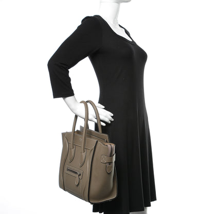 Celine Drummed Calfskin Micro Luggage Souris 2 of 9