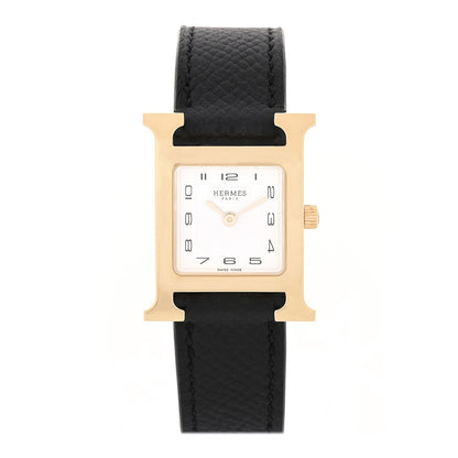Hermes Stainless Steel Epsom 21mm Heure H Hour Quartz Watch Noir 1 of 5