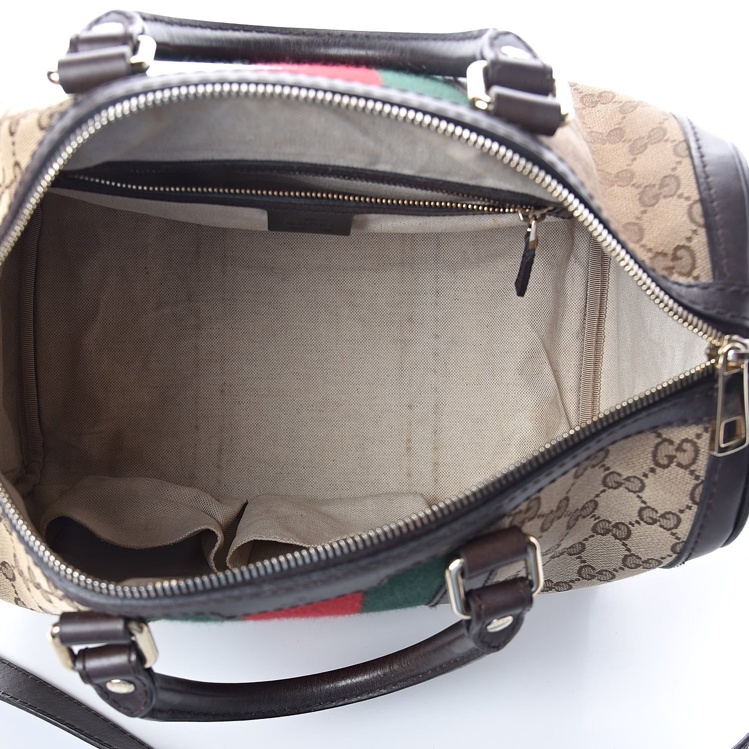 Gucci Monogram Vintage Web Medium Boston Dark Brown 5 of 9