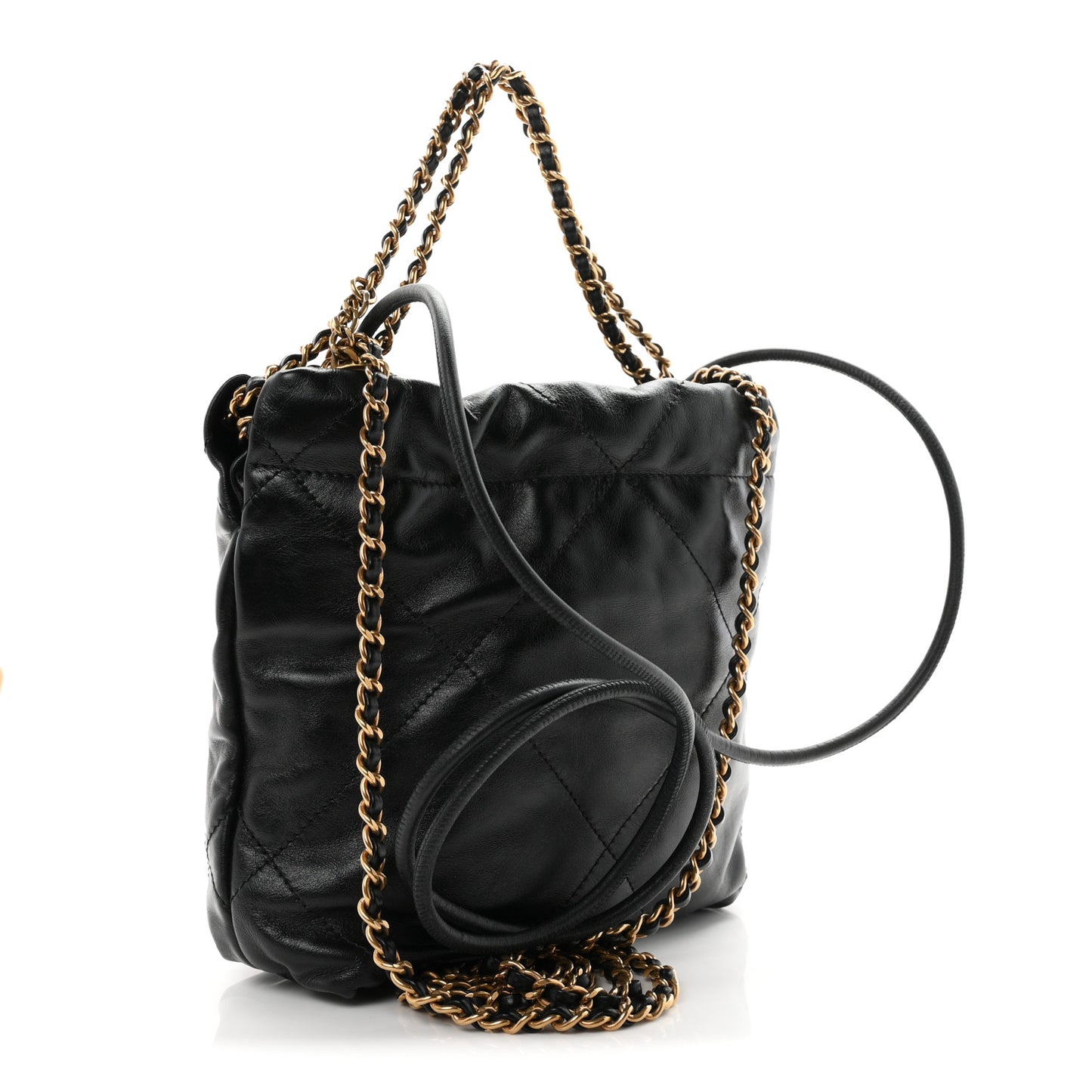 Shiny Calfskin Quilted Mini Chanel 22 Black