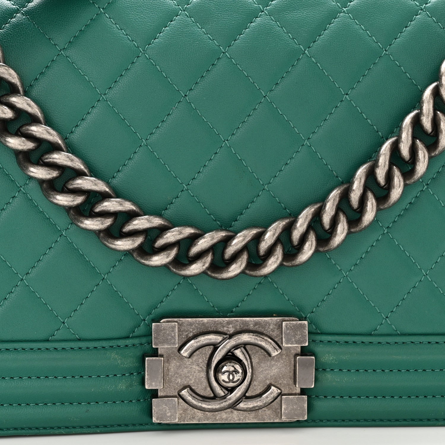Chanel Lambskin Quilted Medium Boy Flap Green 8 of 10
