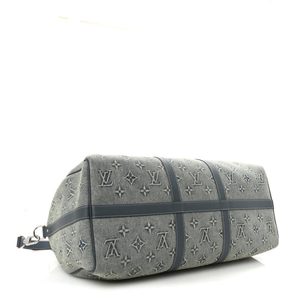 Louis Vuitton Monogram Washed Denim Keepall Bandouliere 50 Blue 3 of 8