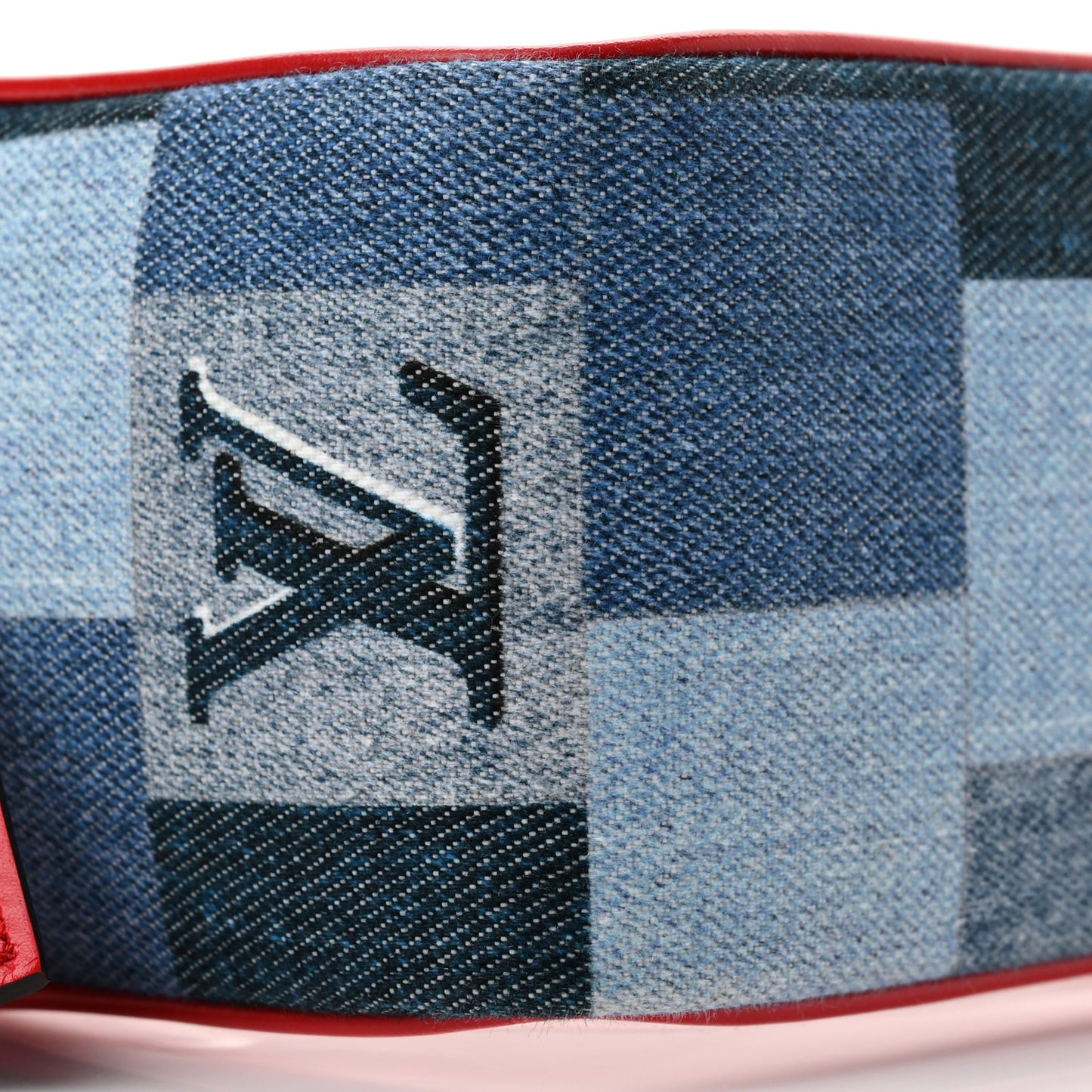 Denim Damier Monogram Patchwork PVC Beach Pouch Blue Rouge