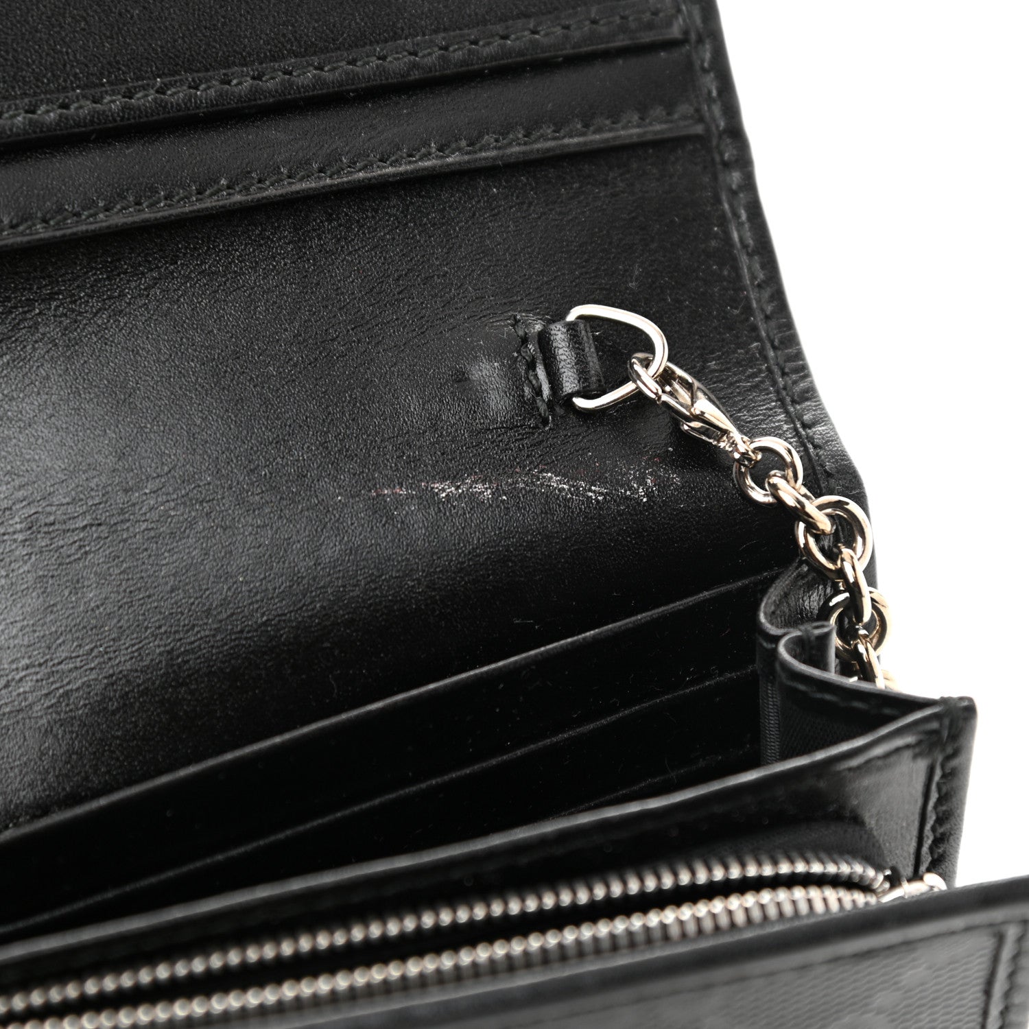 Gucci Imprime Monogram GG Pierce Chain Clutch Wallet Black 9 of 9