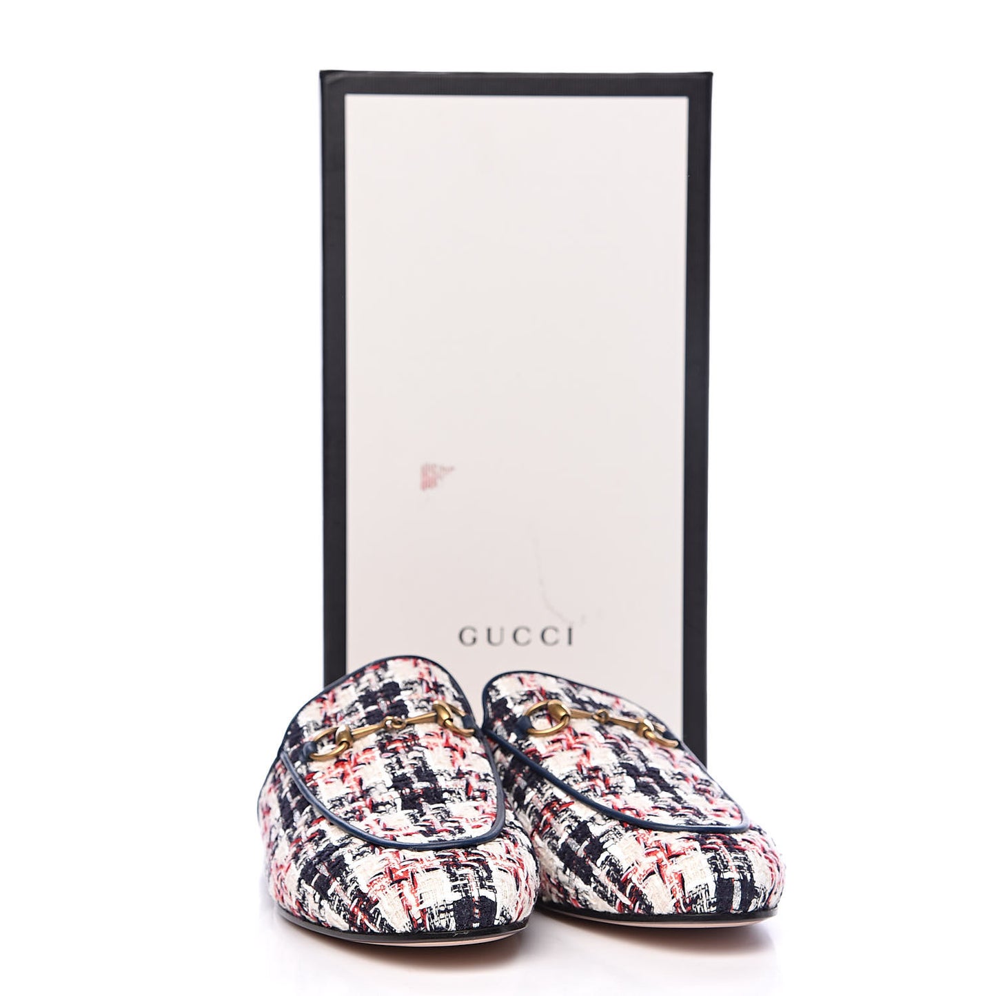 Tweed Check Womens Princetown Slippers 40 Gardenia Ink Blue Agata