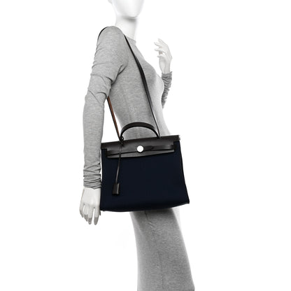 Hermes Toile Vache Hunter Herbag Zip PM Bleu Marine Ebene 2 of 12
