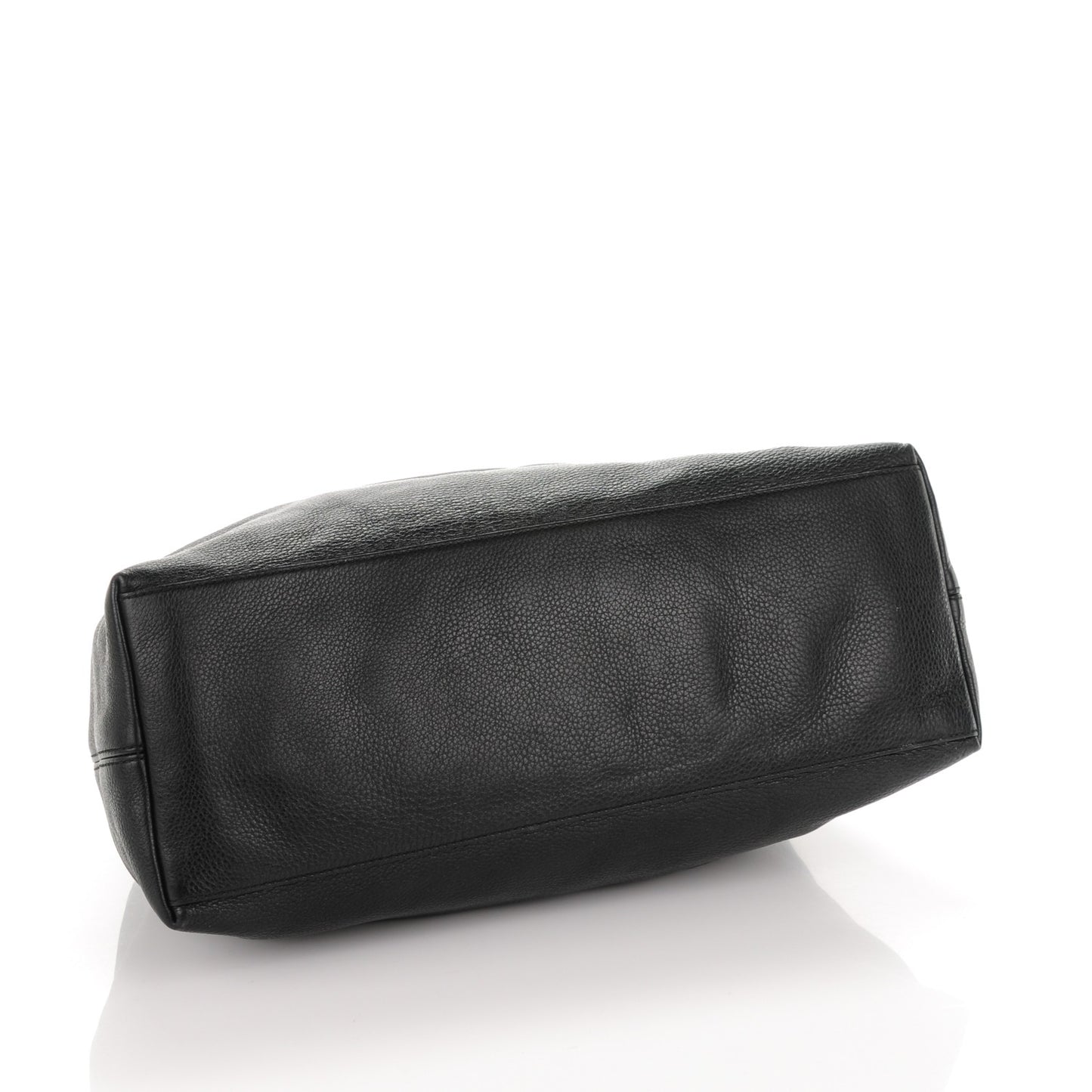 Pebbled Calfskin Large Soho Chain Shoulder Bag Black