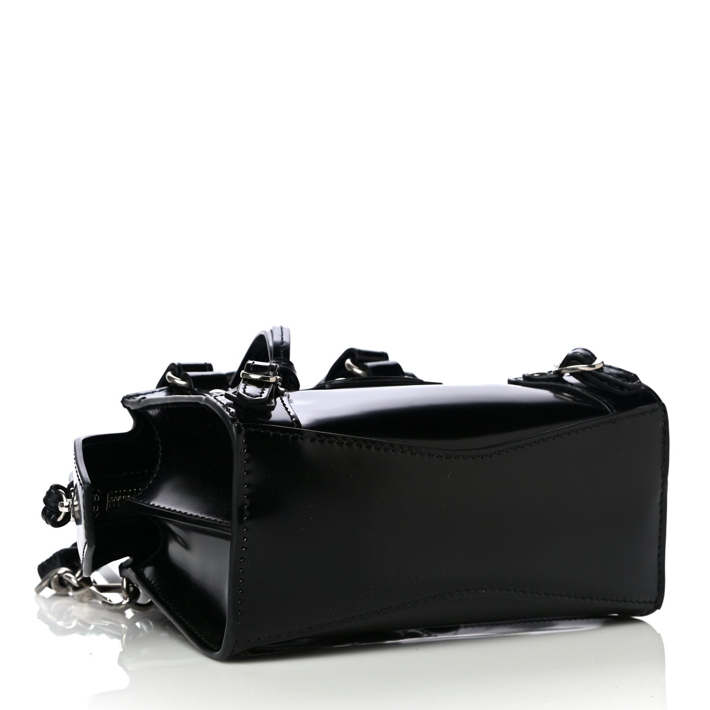 Shiny Calfskin Neo Classic Hardware Nano City Crossbody Black