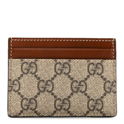 Gucci GG Supreme Monogram Calfskin Card Holder Beige Ebony Cuir 1 of 12