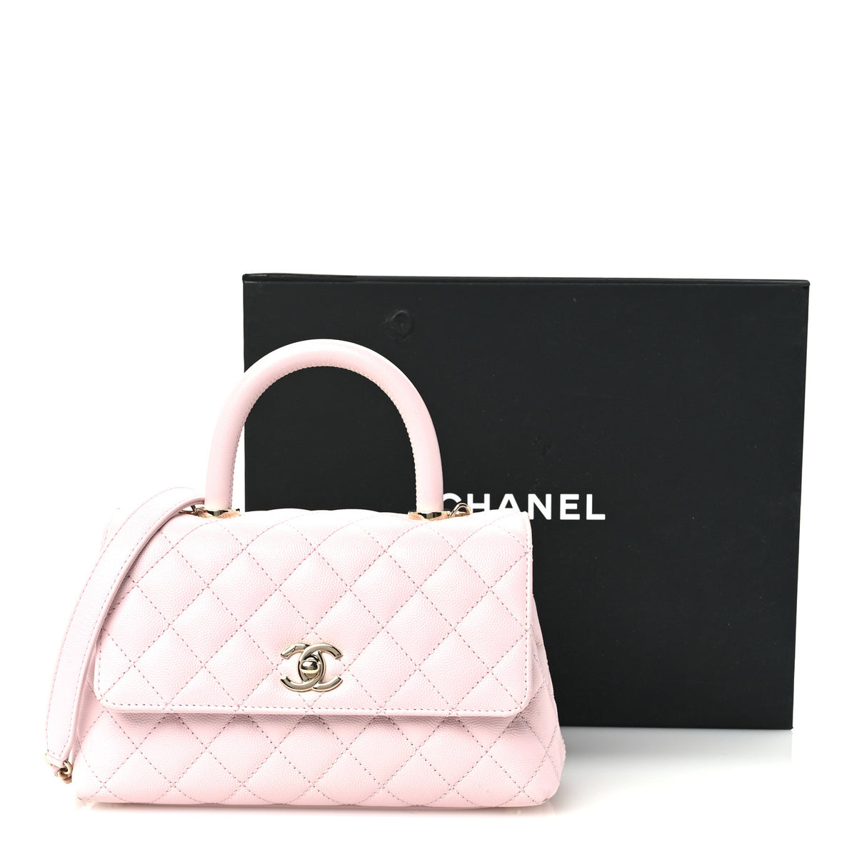 Caviar Quilted Mini Coco Handle Flap Light Pink