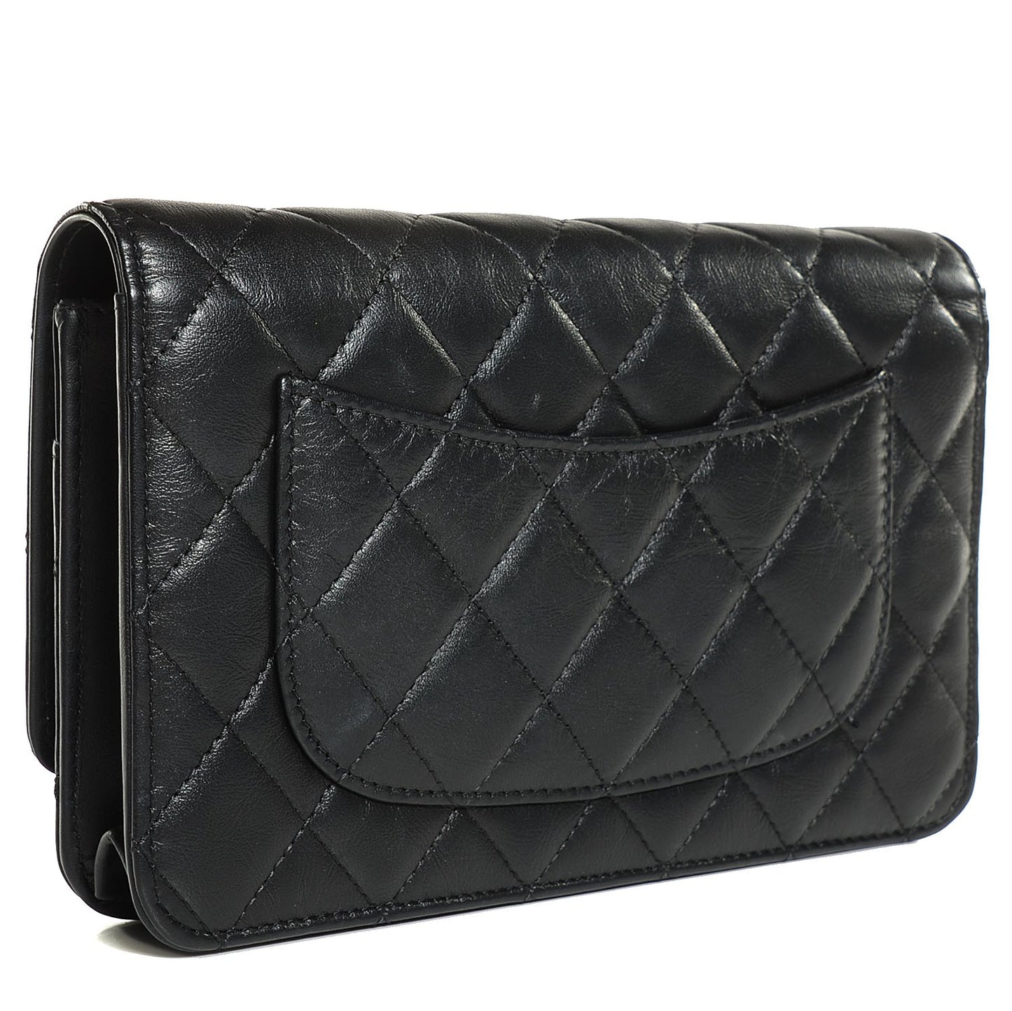 Aged Calfskin Lucky Charms Casino 2.55 Reissue Wallet on Chain WOC Black