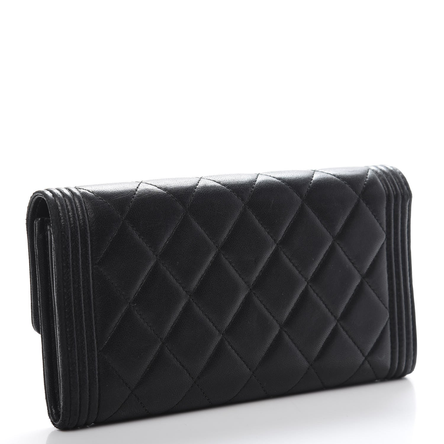Chanel Lambskin Quilted Boy Flap Wallet Black 3 of 14