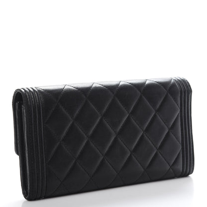 Chanel Lambskin Quilted Boy Flap Wallet Black 3 of 14