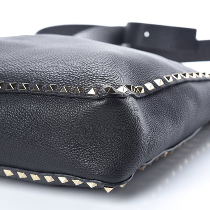 Valentino Garavani Pebbled Calfskin Large Rockstud Flip-Lock Messenger Bag Black 8 of 9