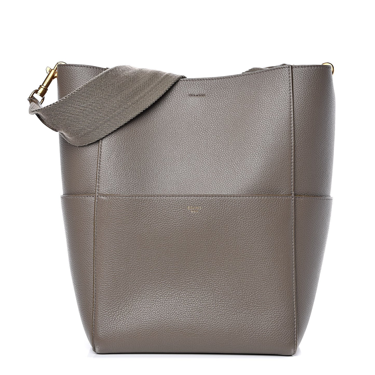 Soft Grained Calfskin Sangle Bucket Bag Taupe
