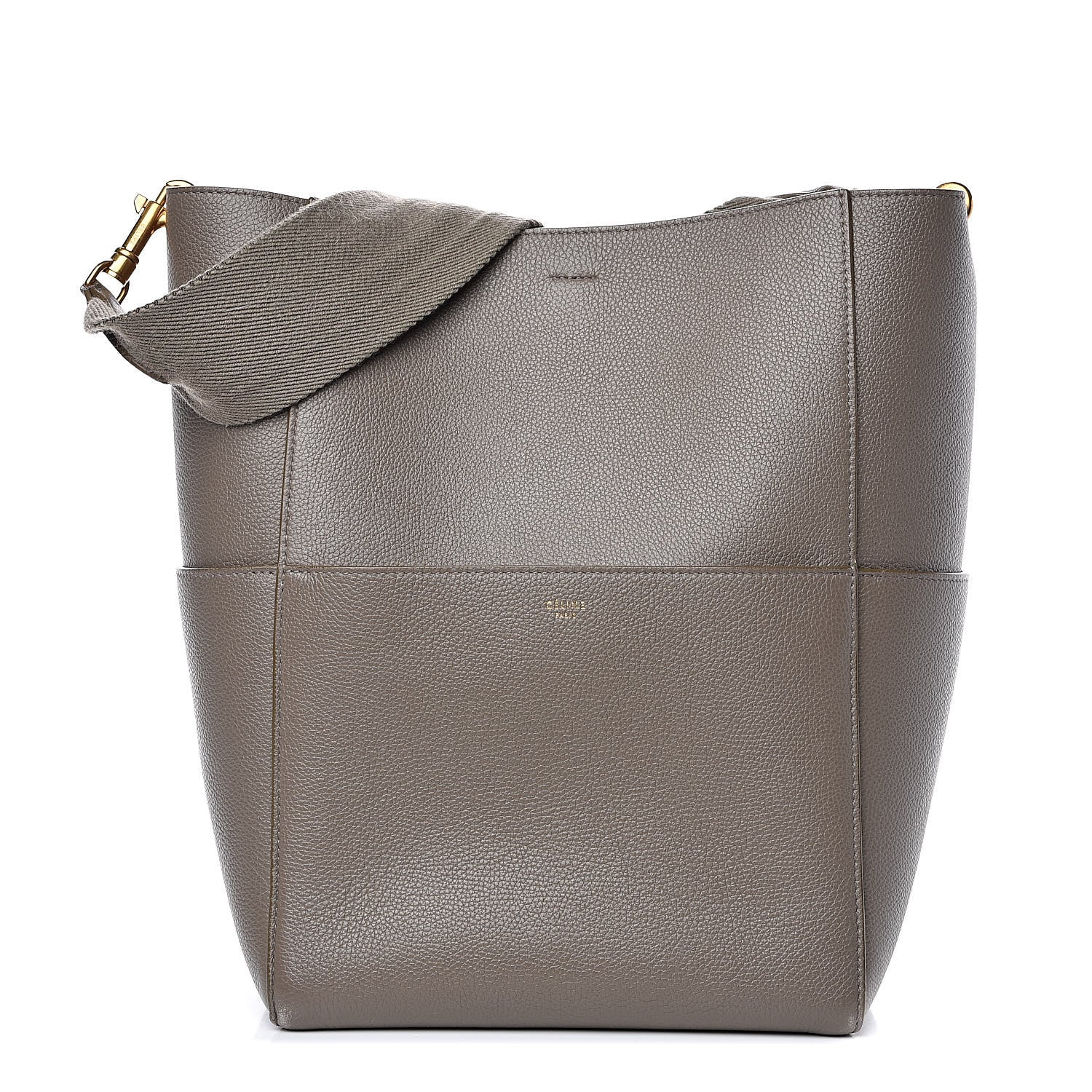 Celine Soft Grained Calfskin Sangle Bucket Bag Taupe 1 of 10