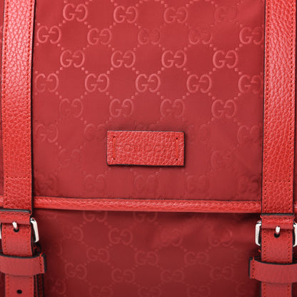 Gucci Nylon Monogram Double Buckle Flap Messenger Bag Vibrant Red 10 of 10
