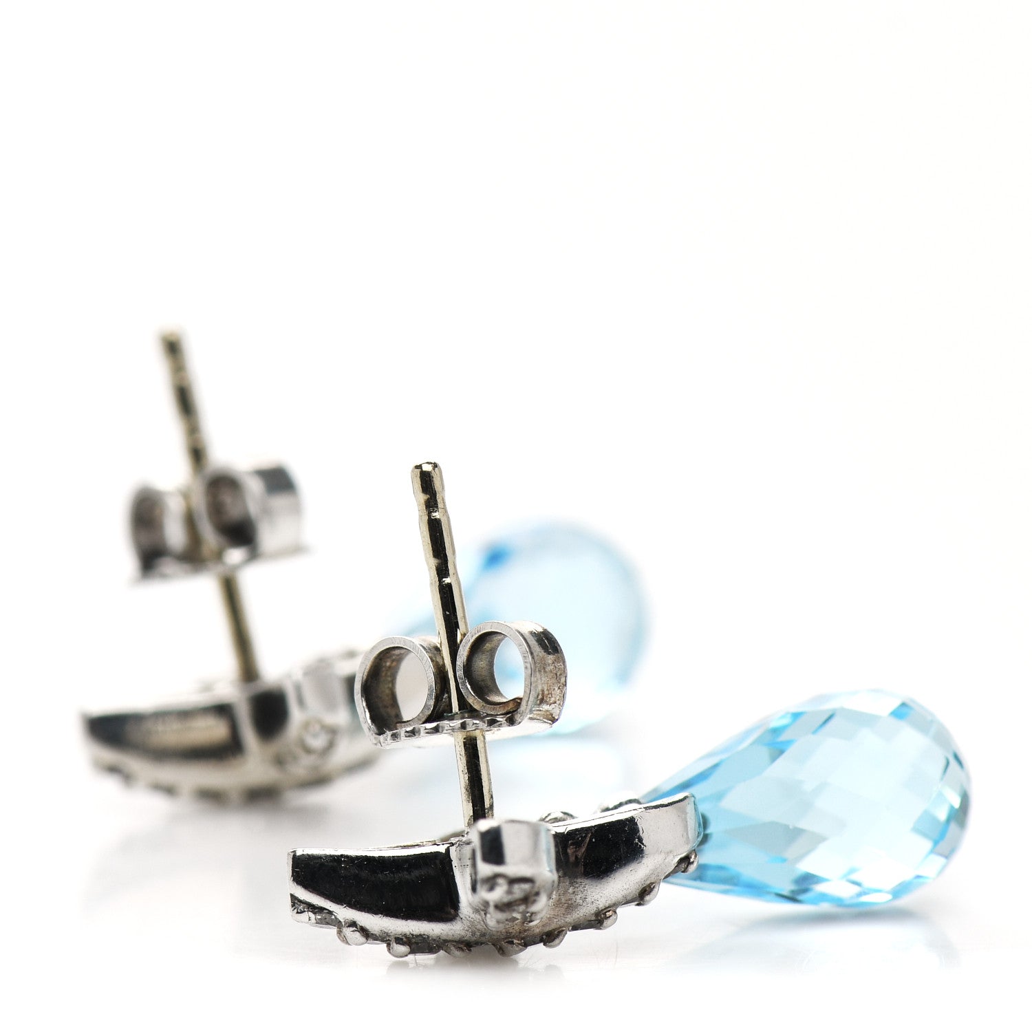 David Yurman Sterling Silver Blue Topaz Diamond X Drop Earrings 3 of 4