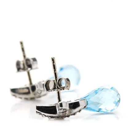 David Yurman Sterling Silver Blue Topaz Diamond X Drop Earrings 3 of 4