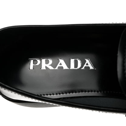 Prada Spazzolato Metal Triangle Logo 50mm Loafers 35 Black 6 of 9