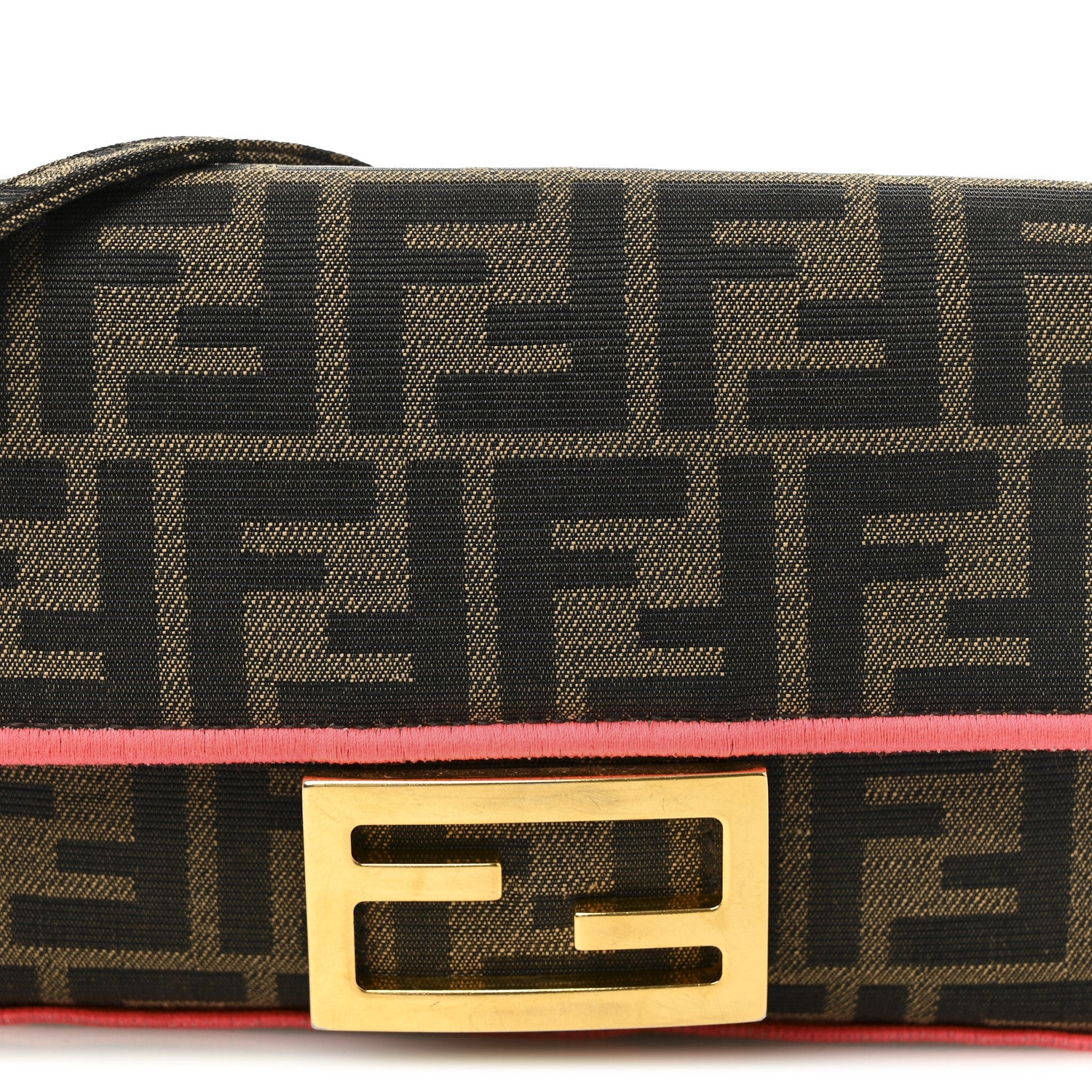 Fendi Fabric Jacquard FF 1974 Roma Armor Mini Baguette Tobacco