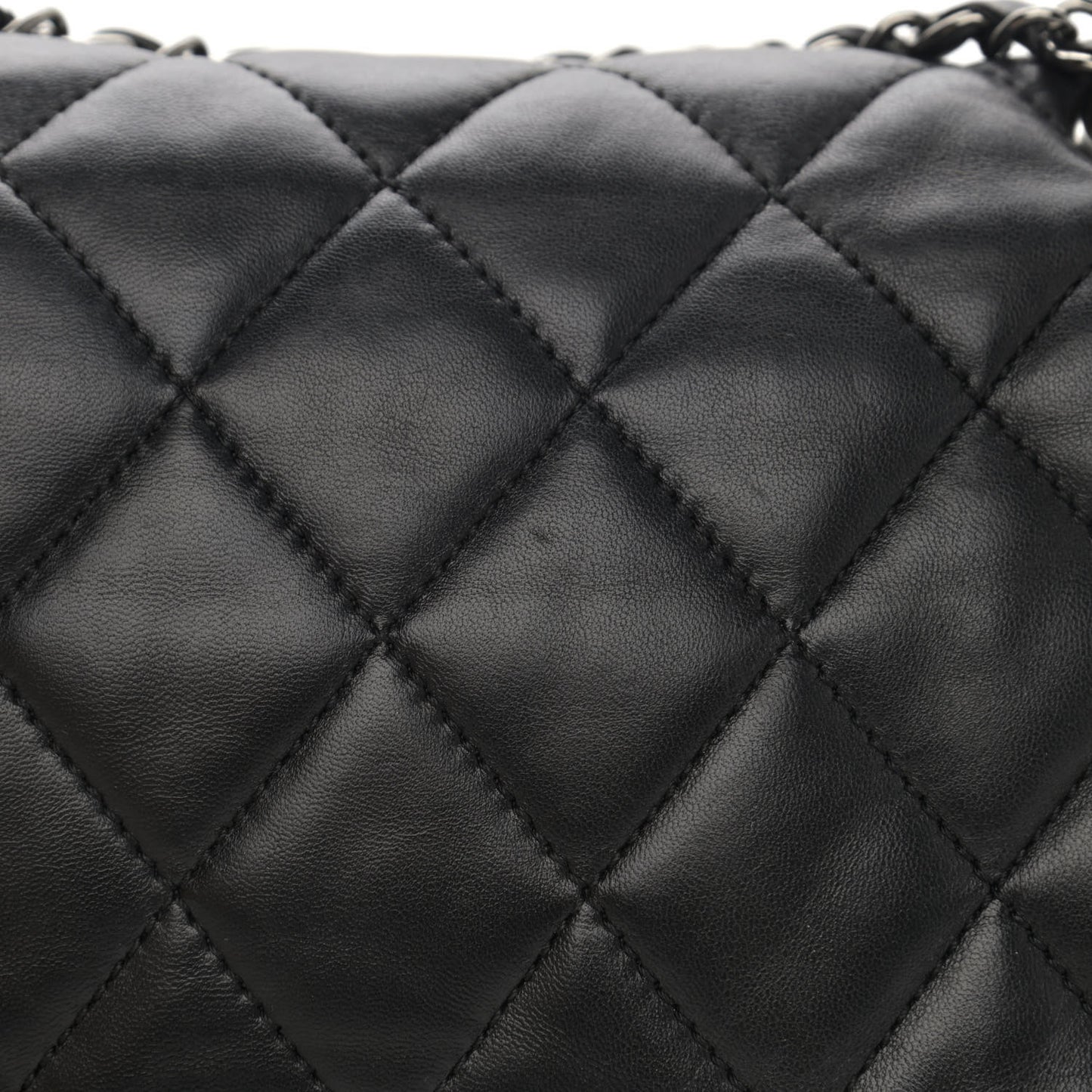 Lambskin Quilted Jumbo 3 Flap Black