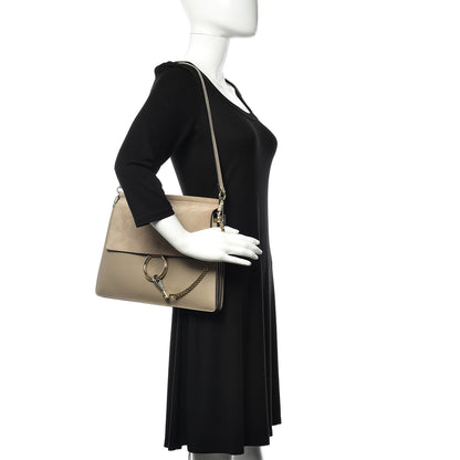 Chloe Calfskin Suede Medium Faye Shoulder Bag Motty Grey 2 of 10