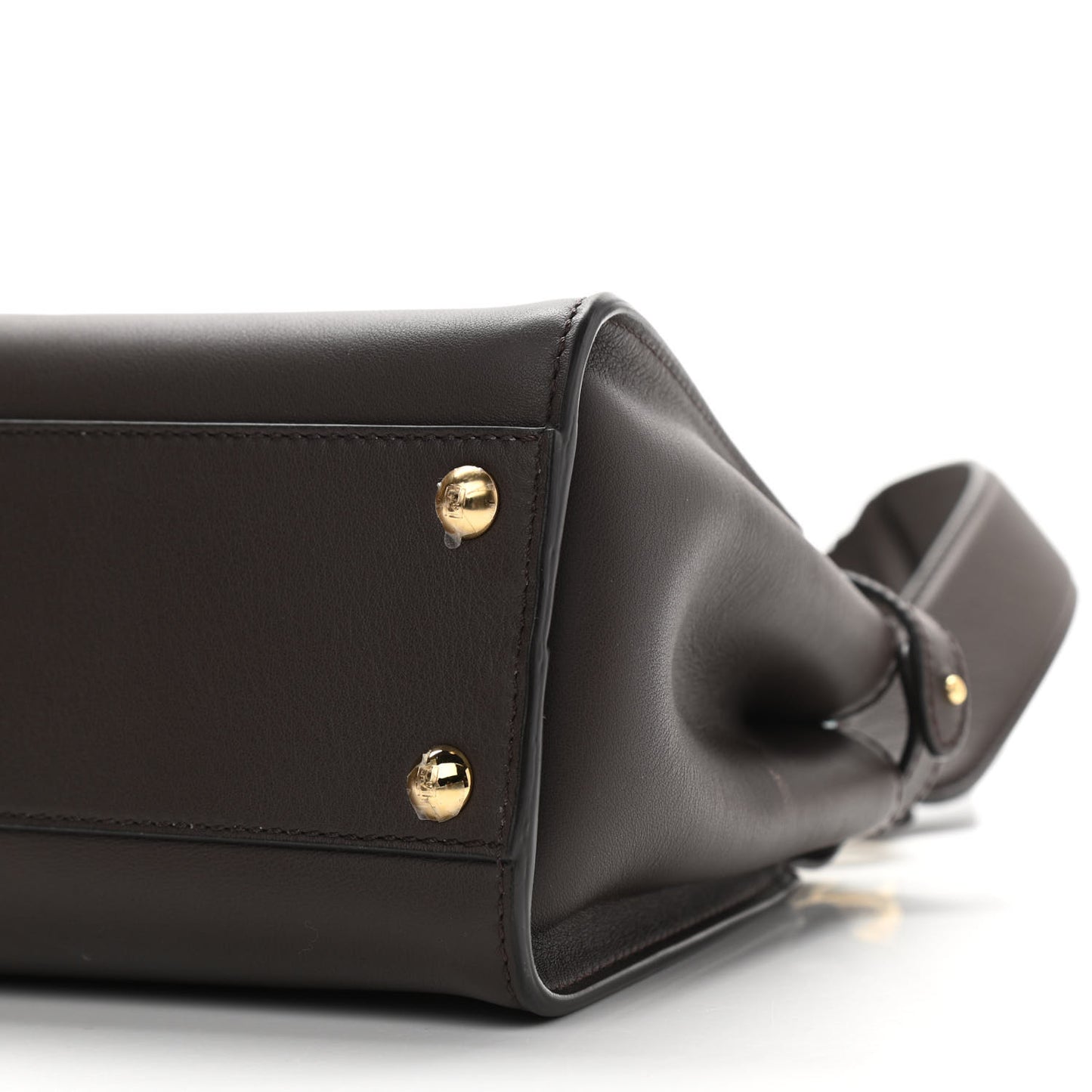 Vitello Seta Suede FF Mini Peekaboo Iconic Satchel Chocolate Sigaro Marrone