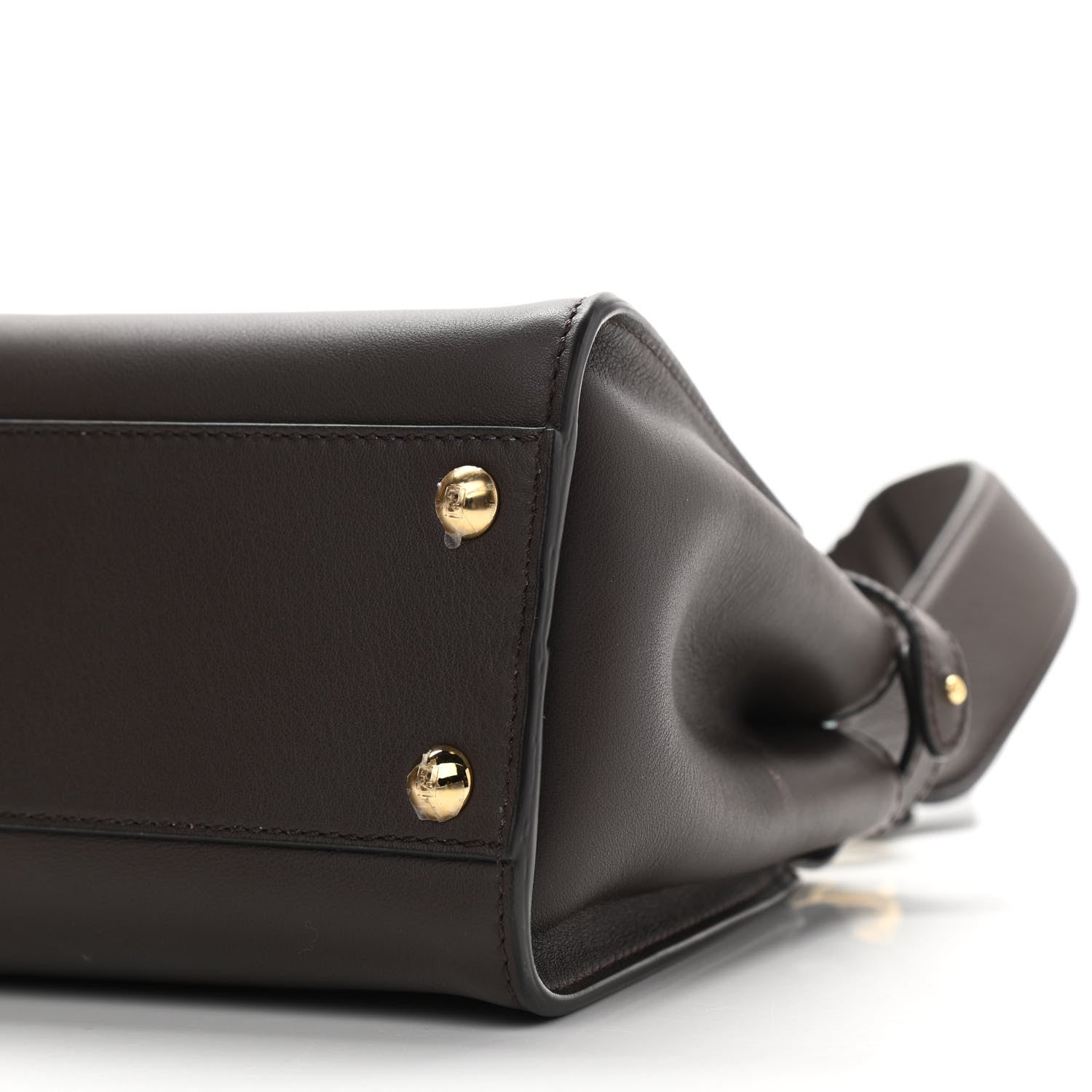 Fendi Vitello Seta Suede FF Mini Peekaboo Iconic Satchel Chocolate Sigaro Marrone 10 of 11