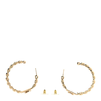 Chanel Metal Crystal CC Square Chain Hoop Earrings Gold 3 of 5