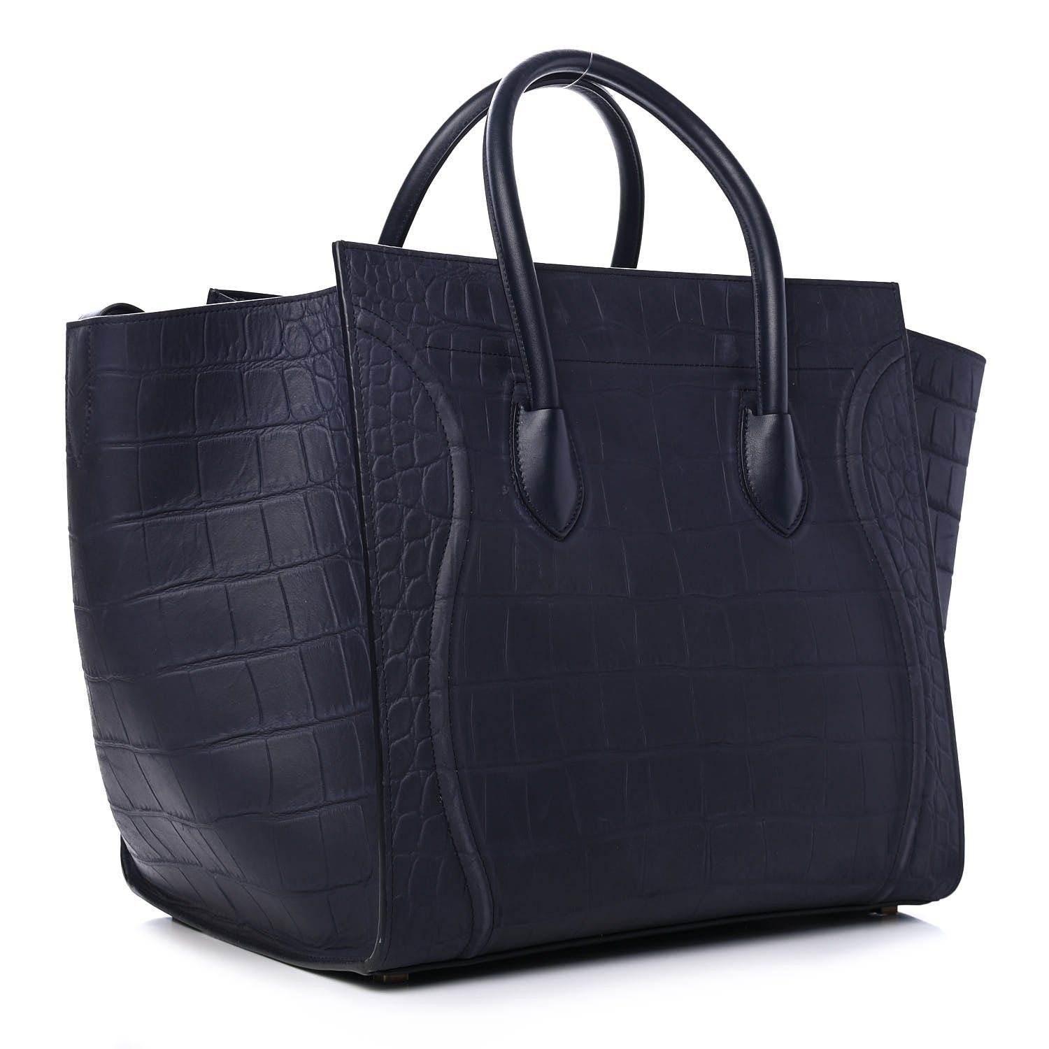 Celine Crocodile Embossed Calfskin Medium Phantom Luggage Navy Blue 2 of 4