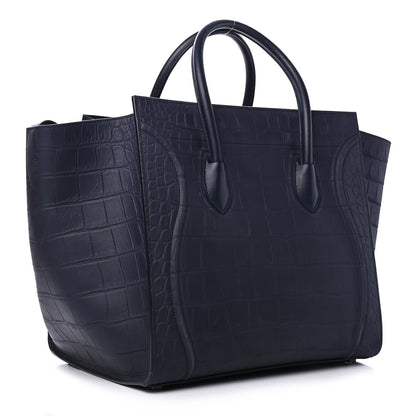 Celine Crocodile Embossed Calfskin Medium Phantom Luggage Navy Blue 2 of 4