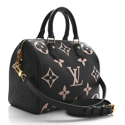 Louis Vuitton Empreinte Monogram Giant Speedy Bandouliere 25 Black Beige 3 of 9