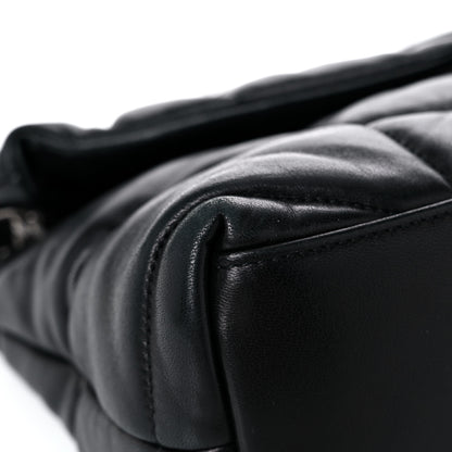 Saint Laurent Lambskin Quilted Small Loulou Puffer Monogram Chain Satchel Black 9 of 14