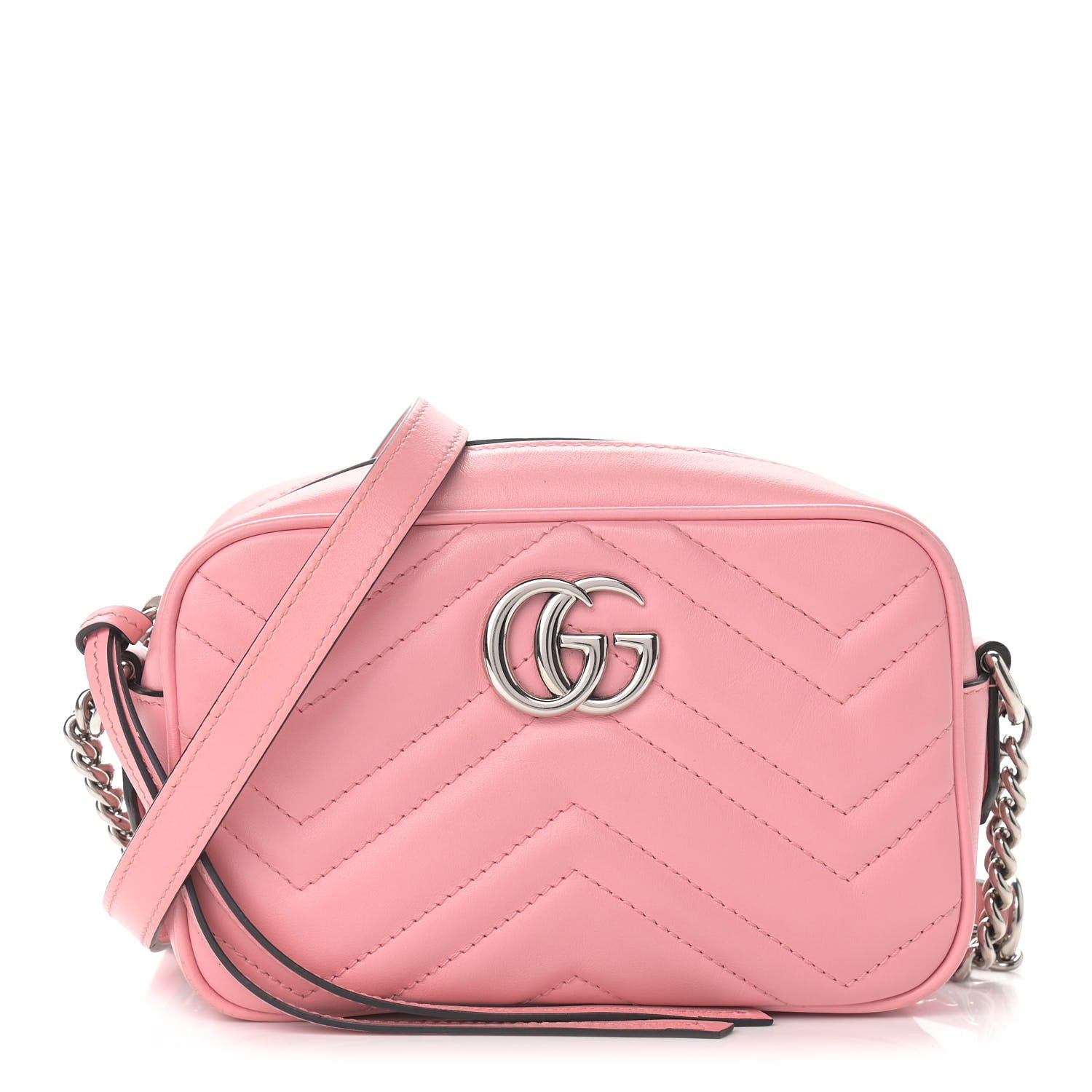 Gucci Calfskin Matelasse Mini GG Marmont Chain Shoulder Bag Wild Rose 1 of 15