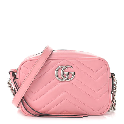Gucci Calfskin Matelasse Mini GG Marmont Chain Shoulder Bag Wild Rose 1 of 15