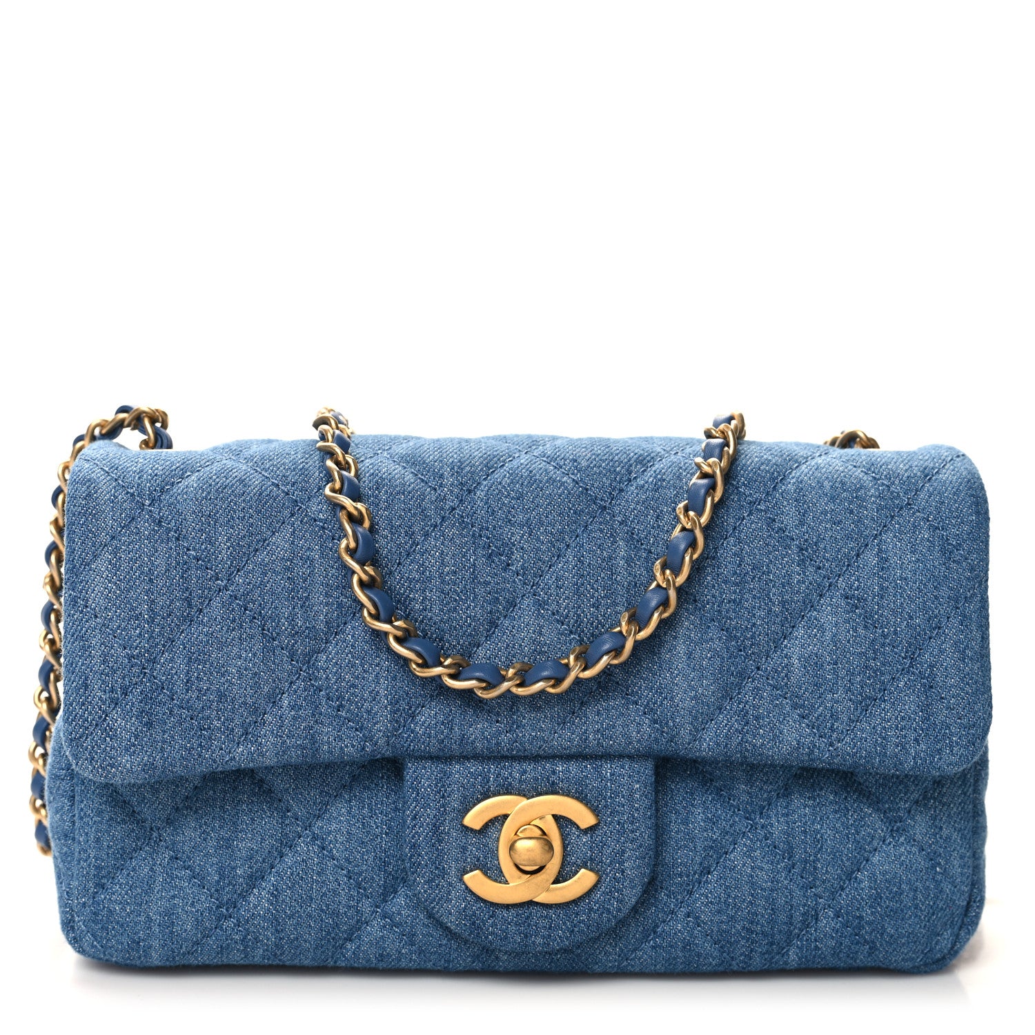 Chanel Denim Quilted Mini Pearl Crush Rectangular Flap Blue 1 of 11