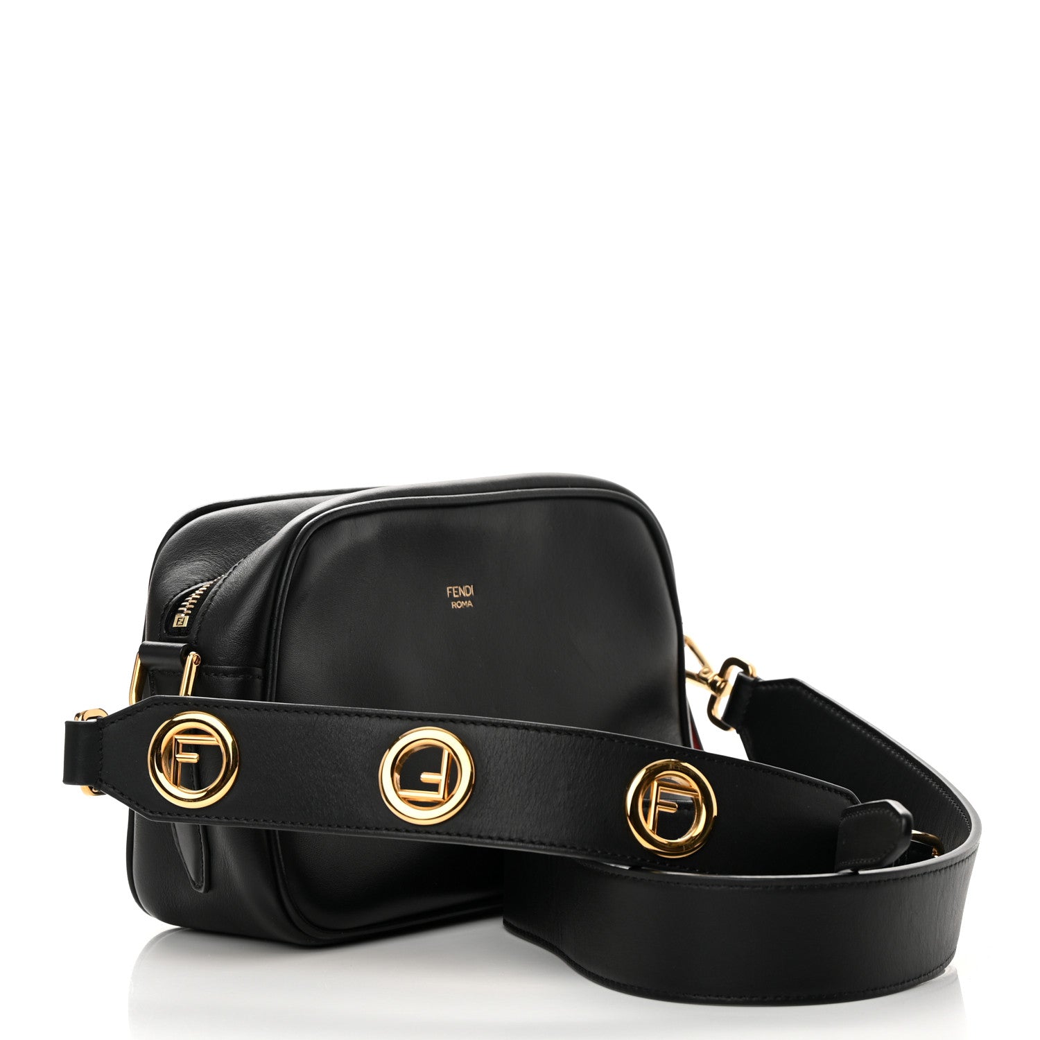 Fendi Vitello Century F is Fendi Bi-Color FF 1974 Embossed Camera Case Maya Black 3 of 13