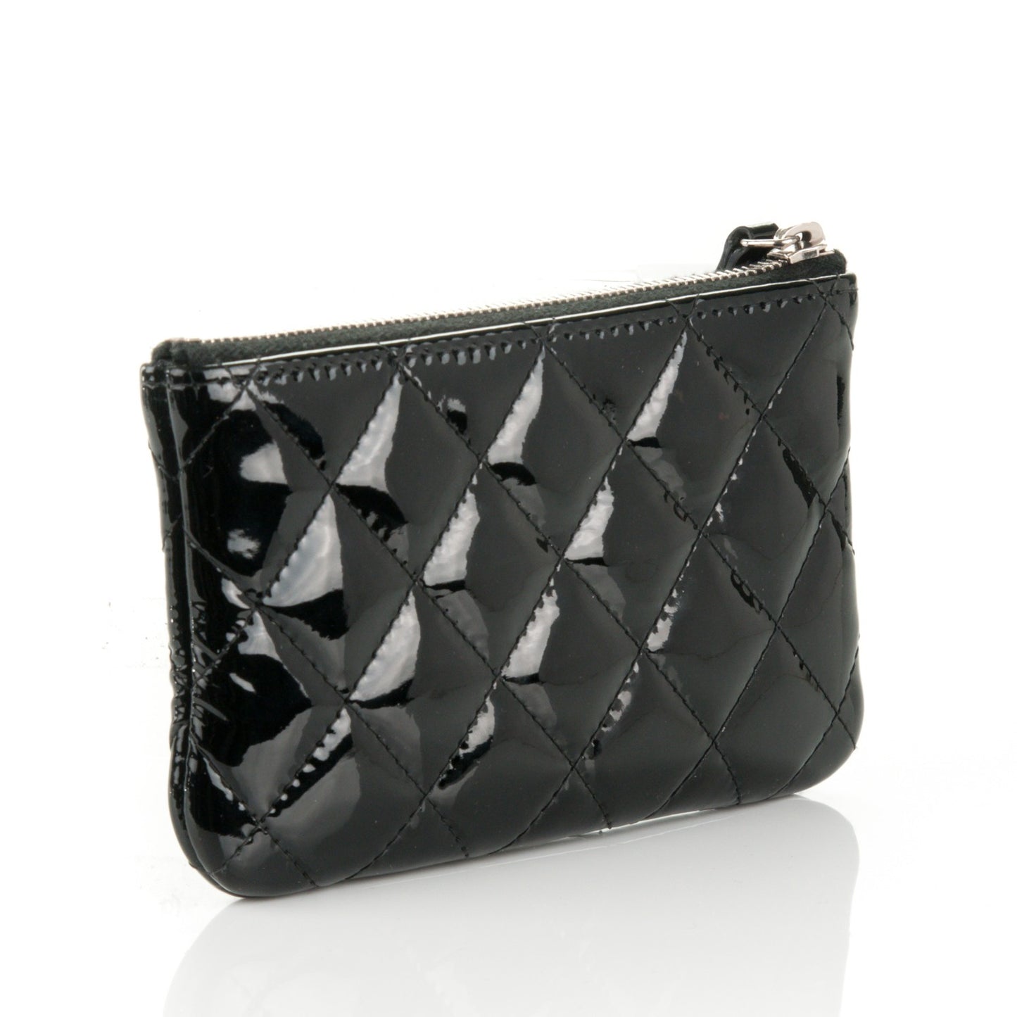 Patent Quilted Small Cosmetic Case Black