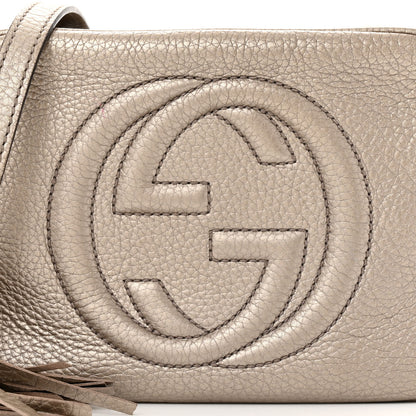 Gucci Metallic Pebbled Calfskin Small Soho Disco Bag Golden Beige 8 of 12
