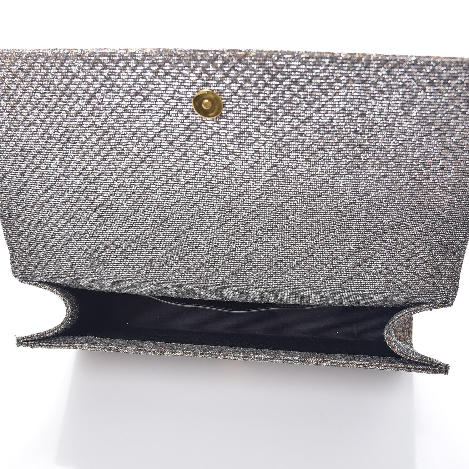 Saint Laurent Metallic Canvas Woven Classic Monogram Kate Tassel Clutch Silver Gold 5 of 7