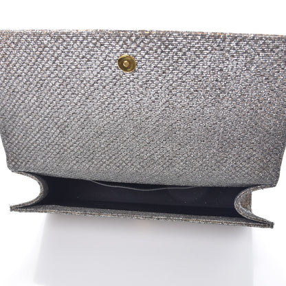 Saint Laurent Metallic Canvas Woven Classic Monogram Kate Tassel Clutch Silver Gold 5 of 7